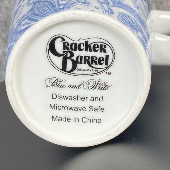 Cracker Barrel Blue and White Tall Coffee Mug Floral Paisley Replacement 6" 14oz - Picture 7 of 8
